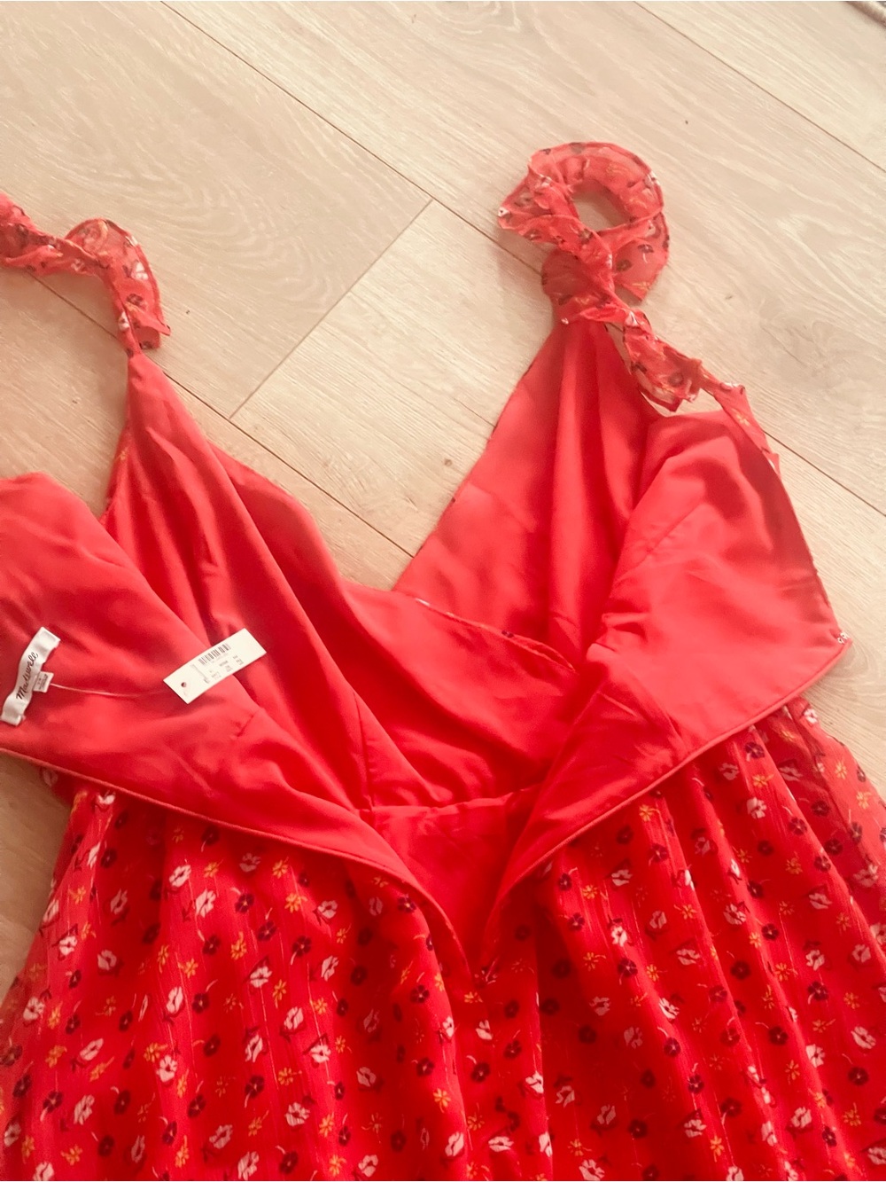 Madewell Red Floral Tie-Waist Maxi Dress - Picture 8 of 15